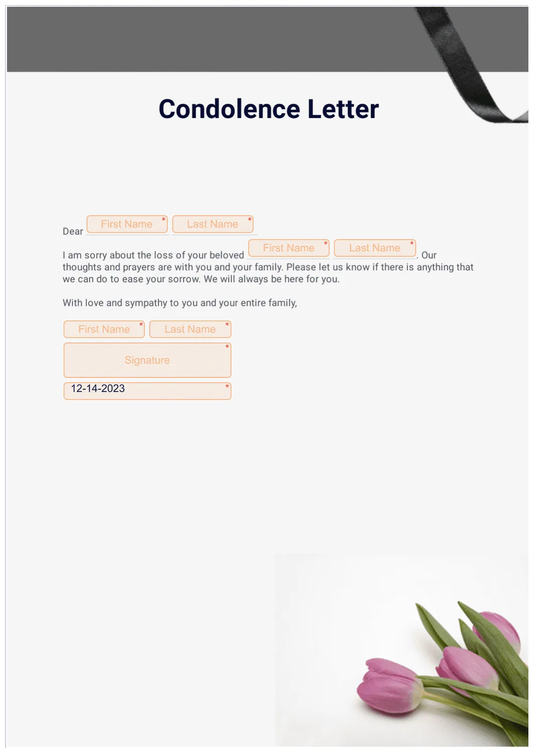 Letter of condolence format