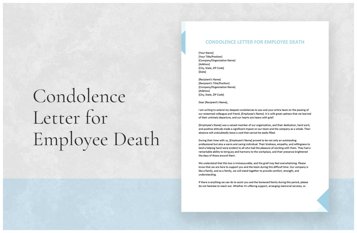 Formal condolence letter