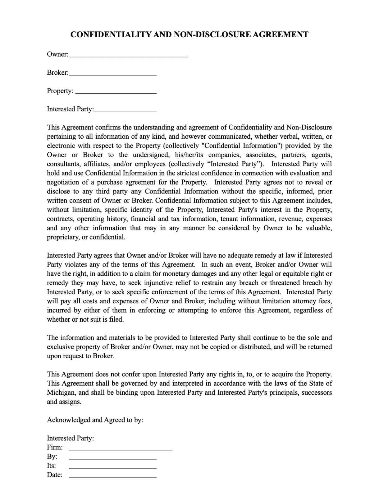 Confidentiality Agreement | CPIX Commercial Property Information Exchange