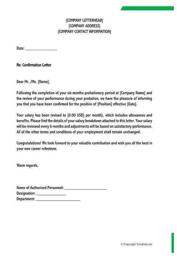 20 confirmation letters samples & templates