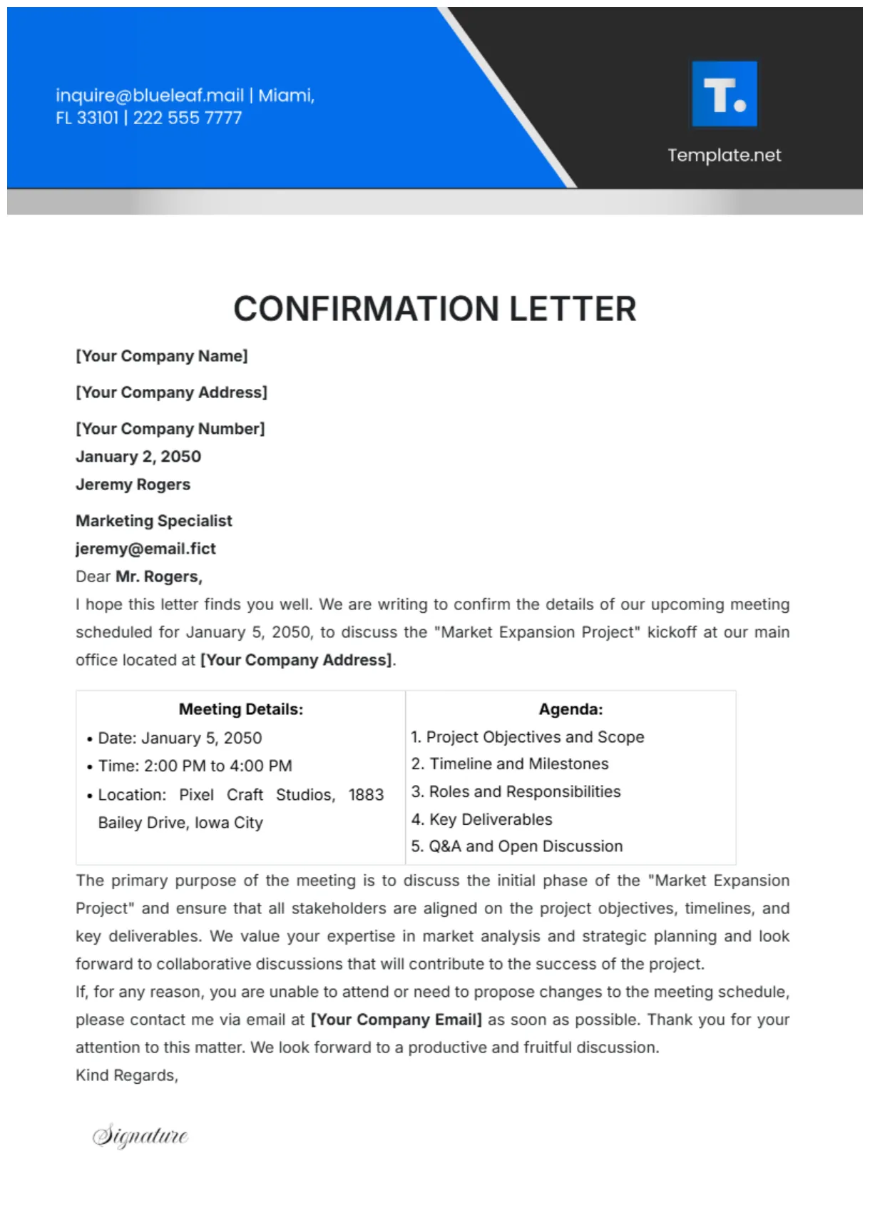 Free supplier confirmation letter template to edit online