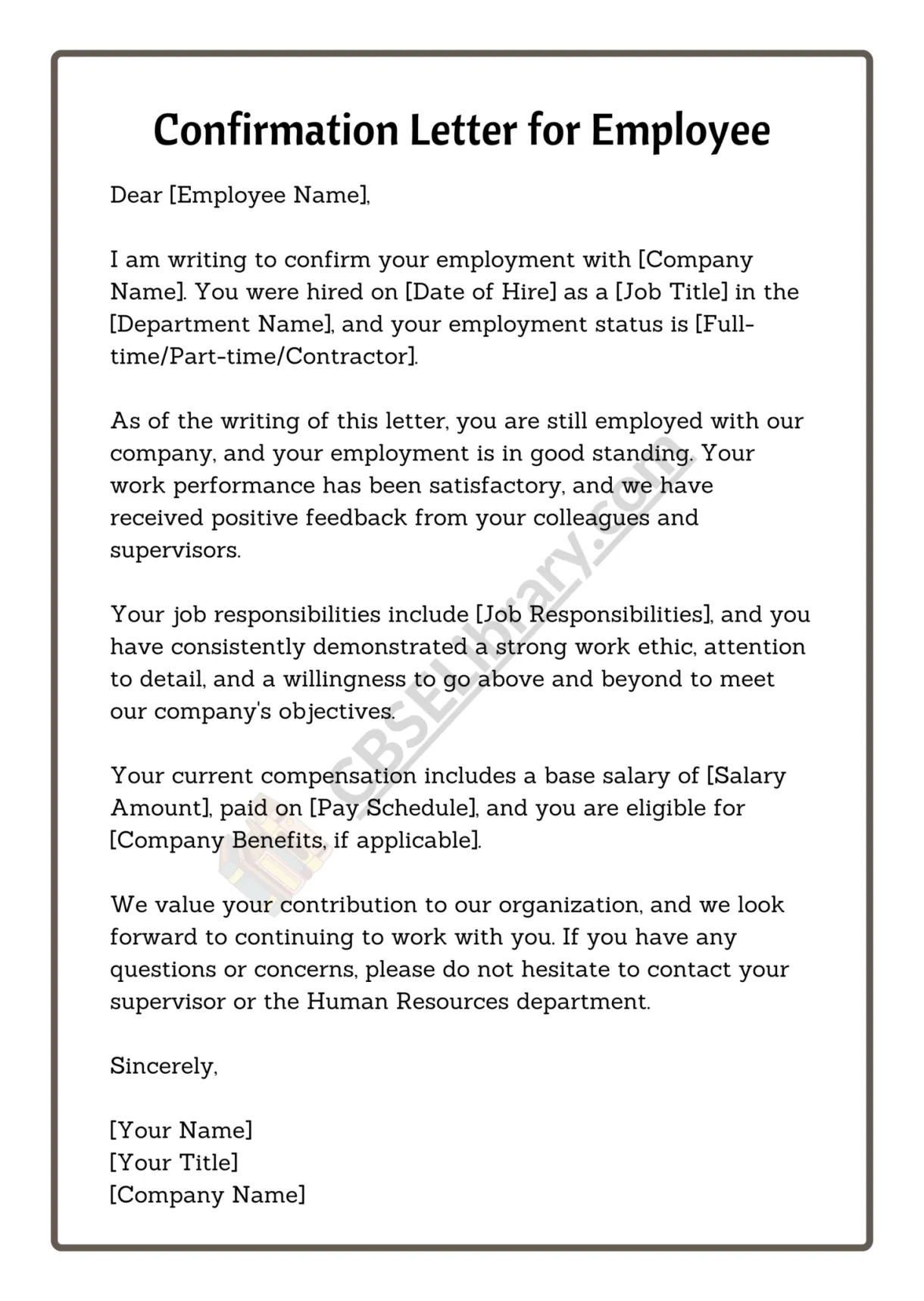 Confirmation letter employee probation completion