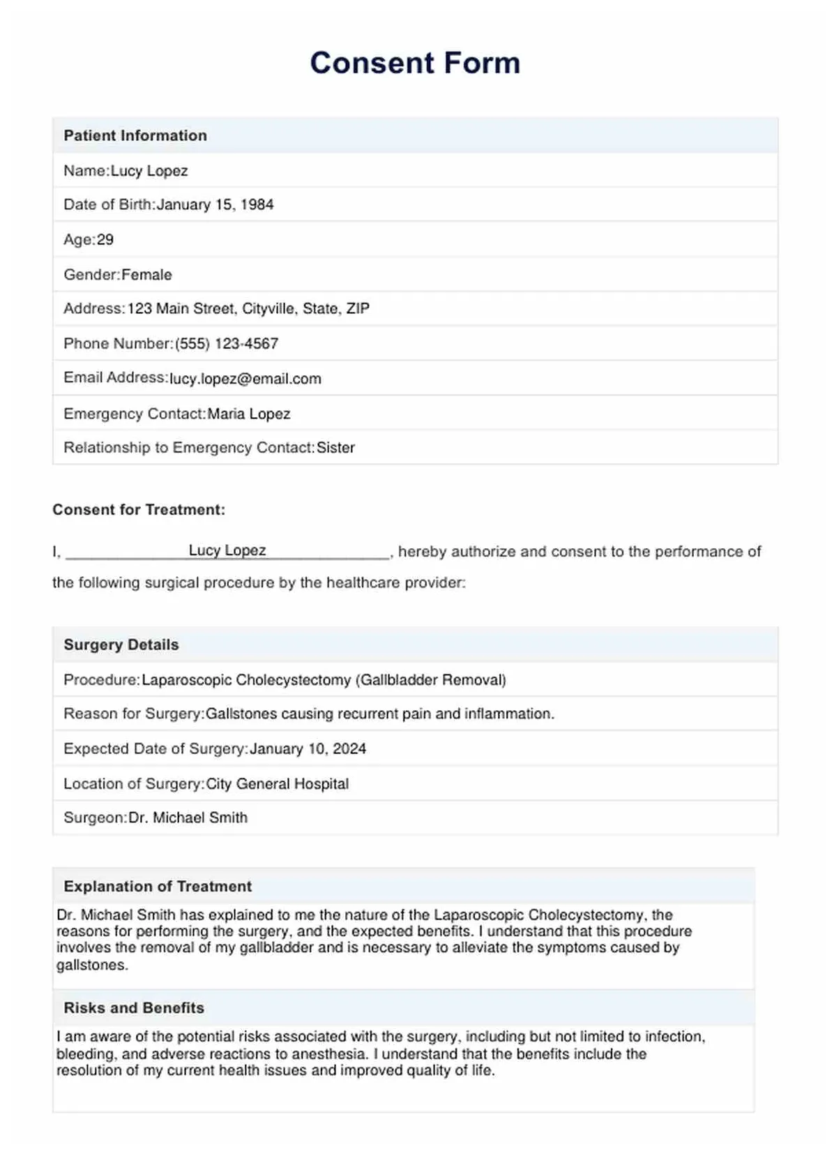 Consent form template & example free pdf download