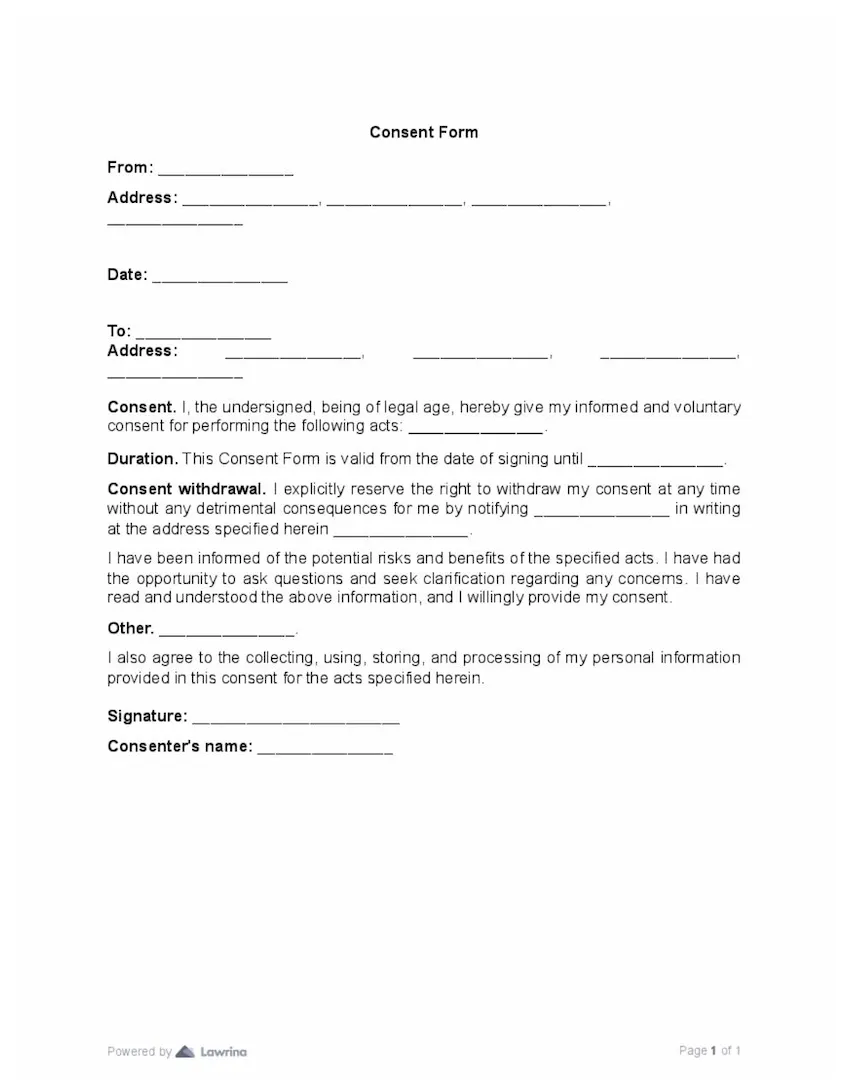 General consent form templates 10 pdf lawrina