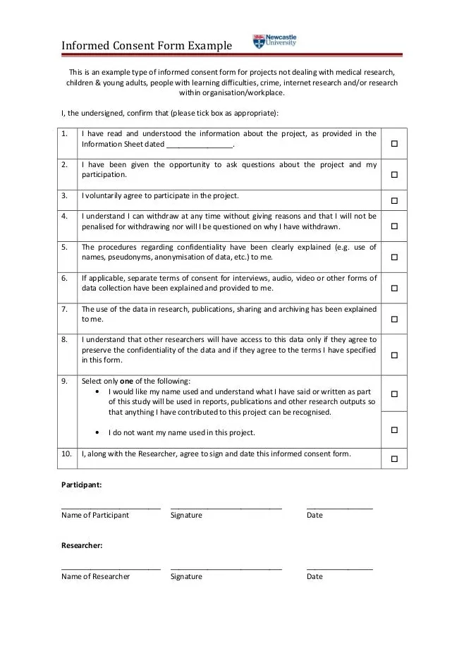 Consent form example