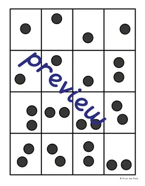 Dot cards for numbers 1 and 2 by from the pond tpt