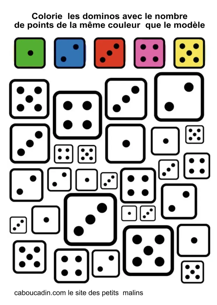 10 fiches maternelles pour apprendre à compter avec des dominos