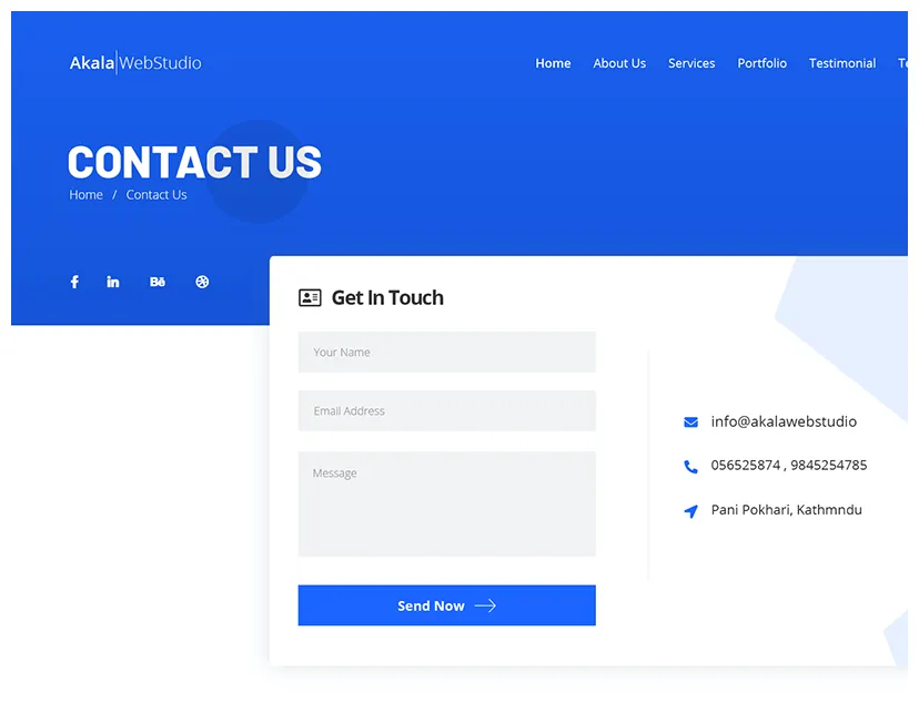 Contact us page concept behance