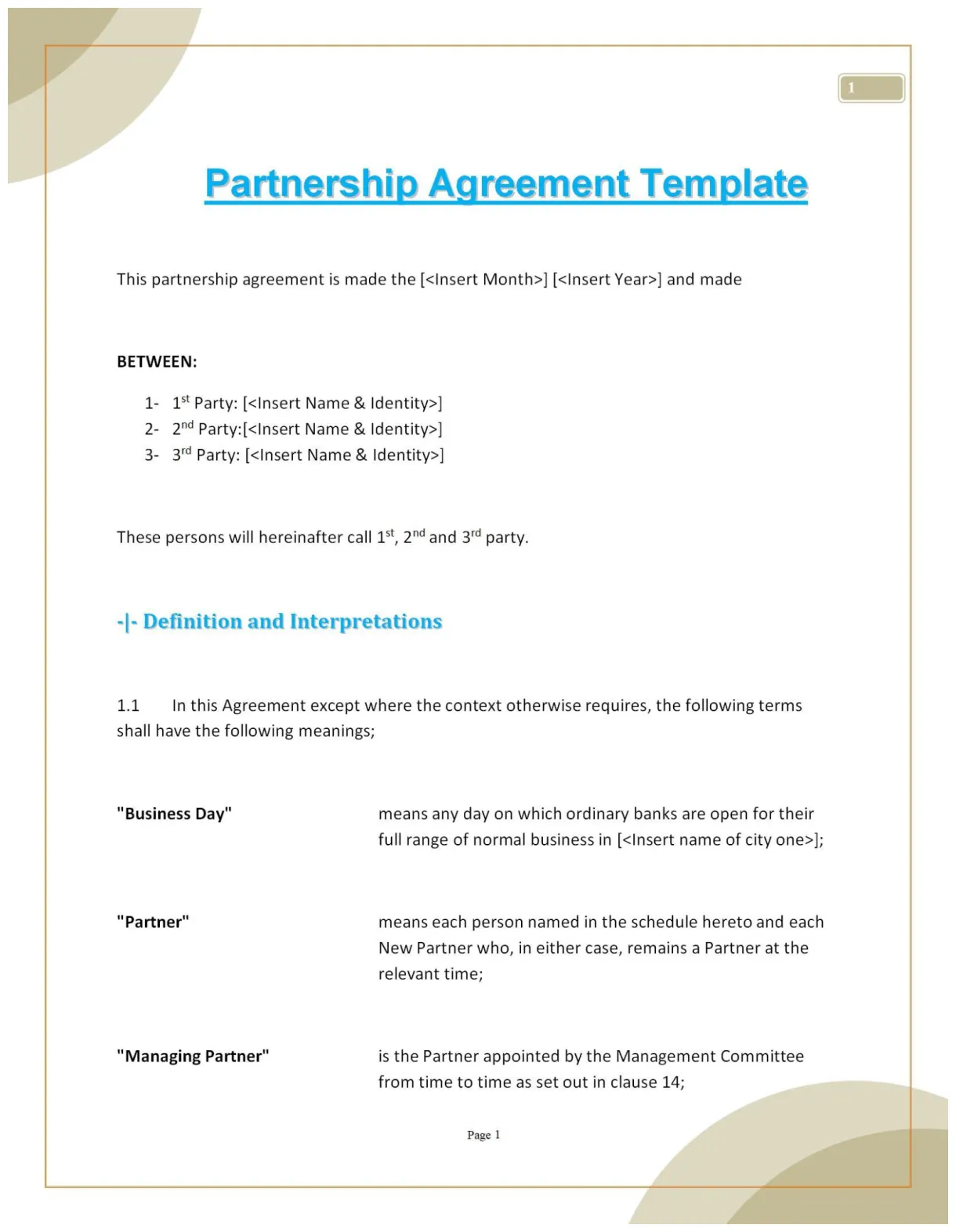Contract agreement templates