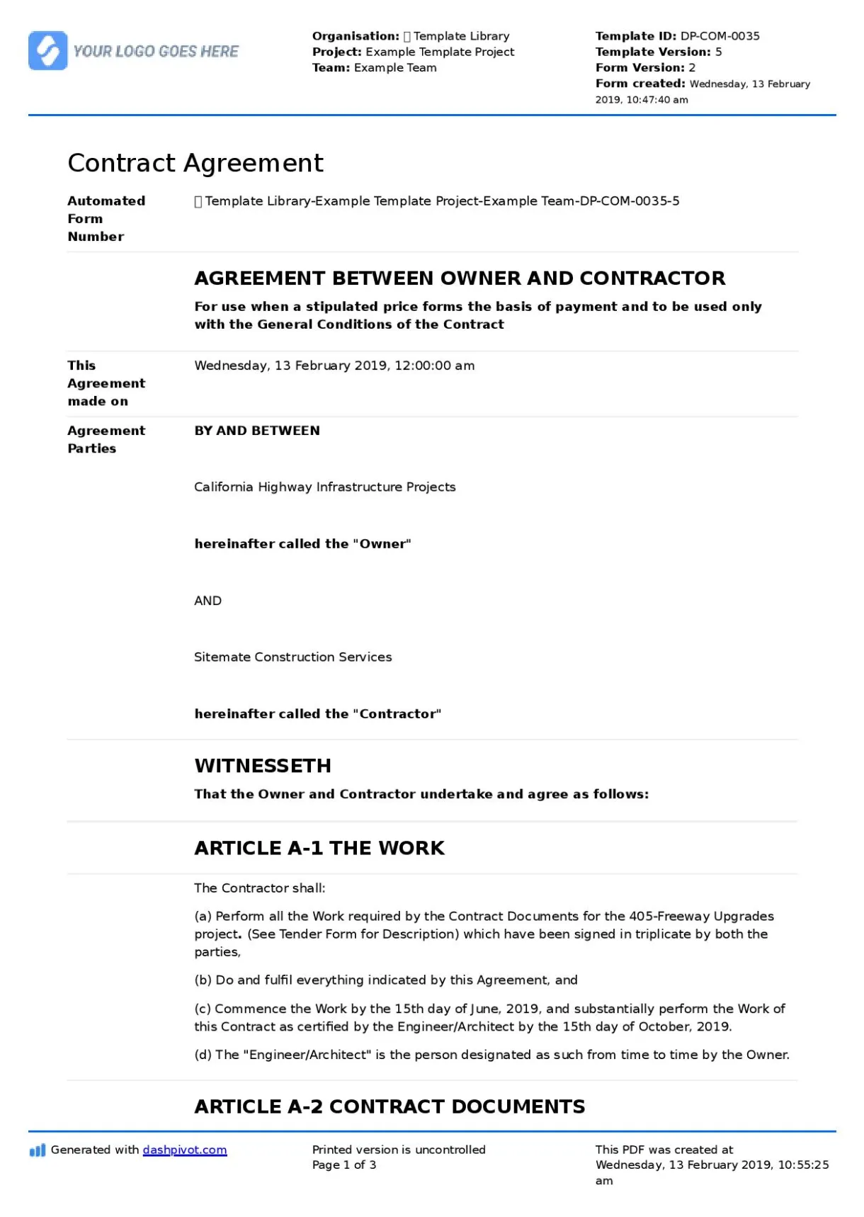 Agreement contract