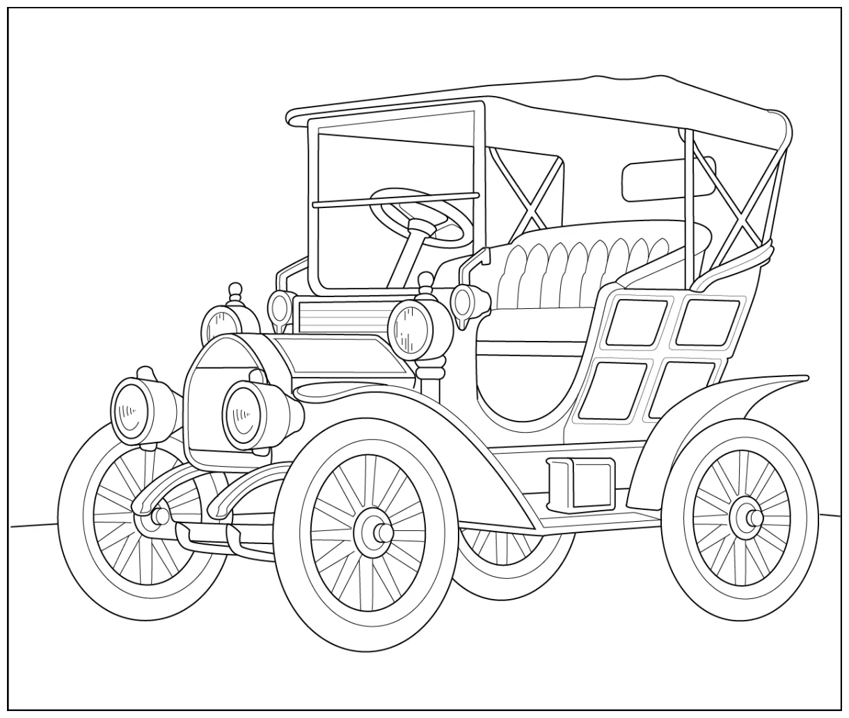 Printable Vintage Convertible Coloring Page