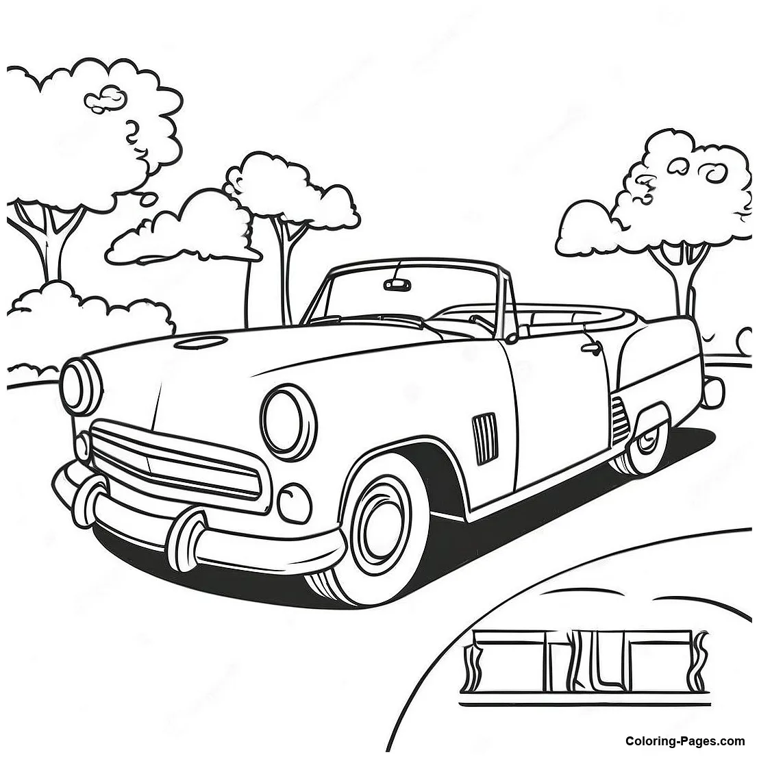 Retro Convertible Coloring Page | Coloring-Pages.com