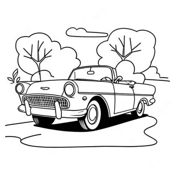 Retro Convertible Coloring Page | Coloring-Pages.com