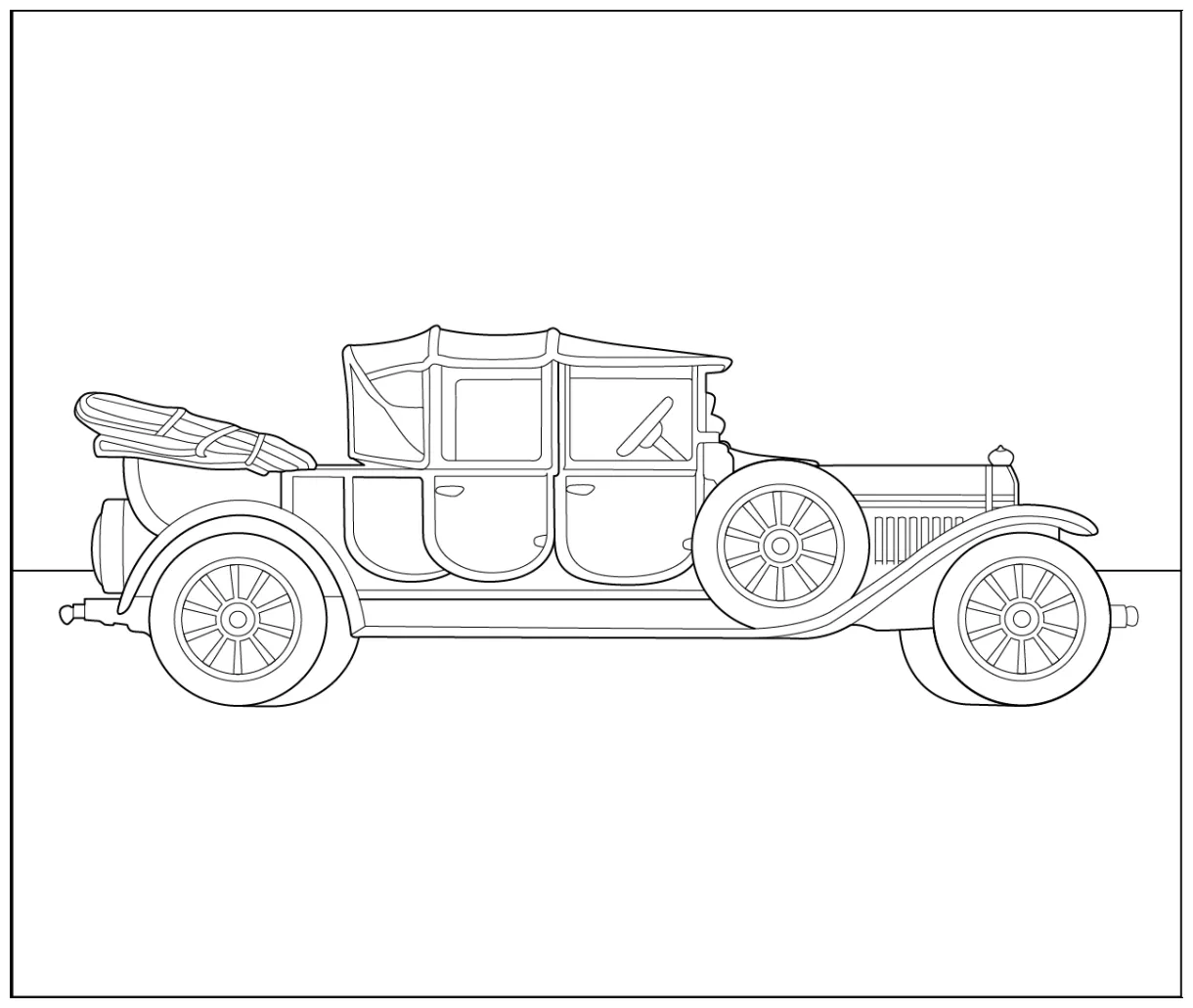 Retro Convertible Coloring Page