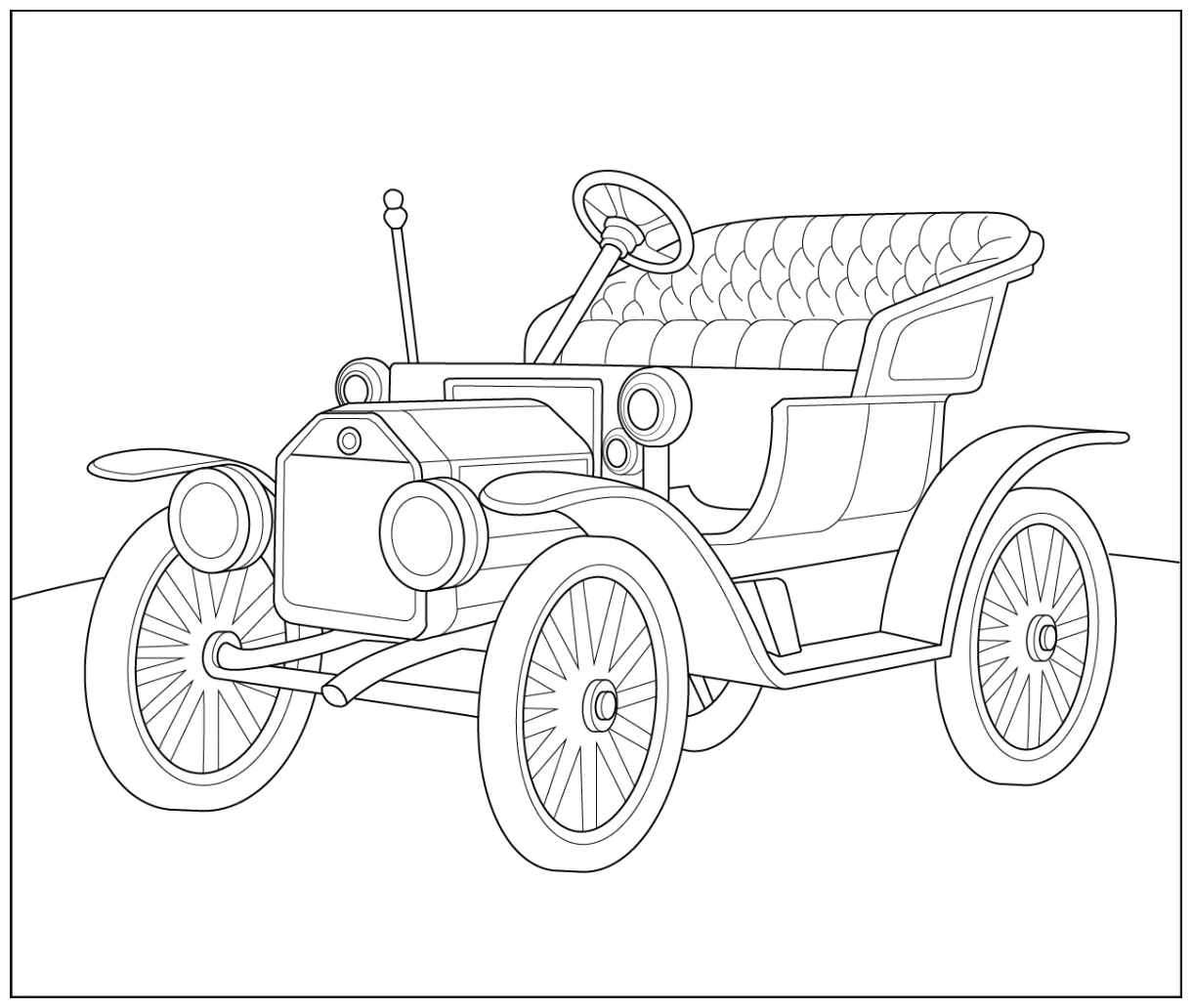 Printable Retro Convertible Coloring Page