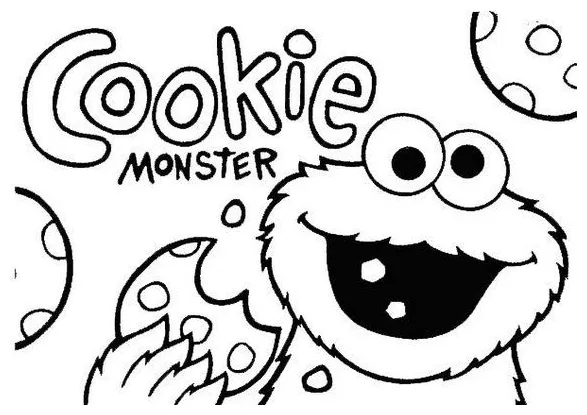 cookie monster eating cookies coloring page | Monster coloring pages
