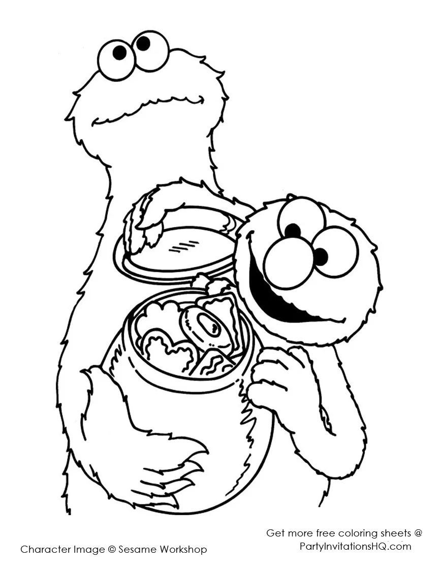Cookie monster coloring pages to download and print for free