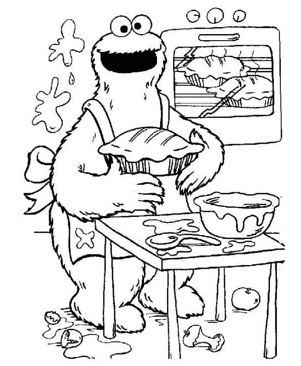 Christmas cookie monster coloring page free printable coloring pages