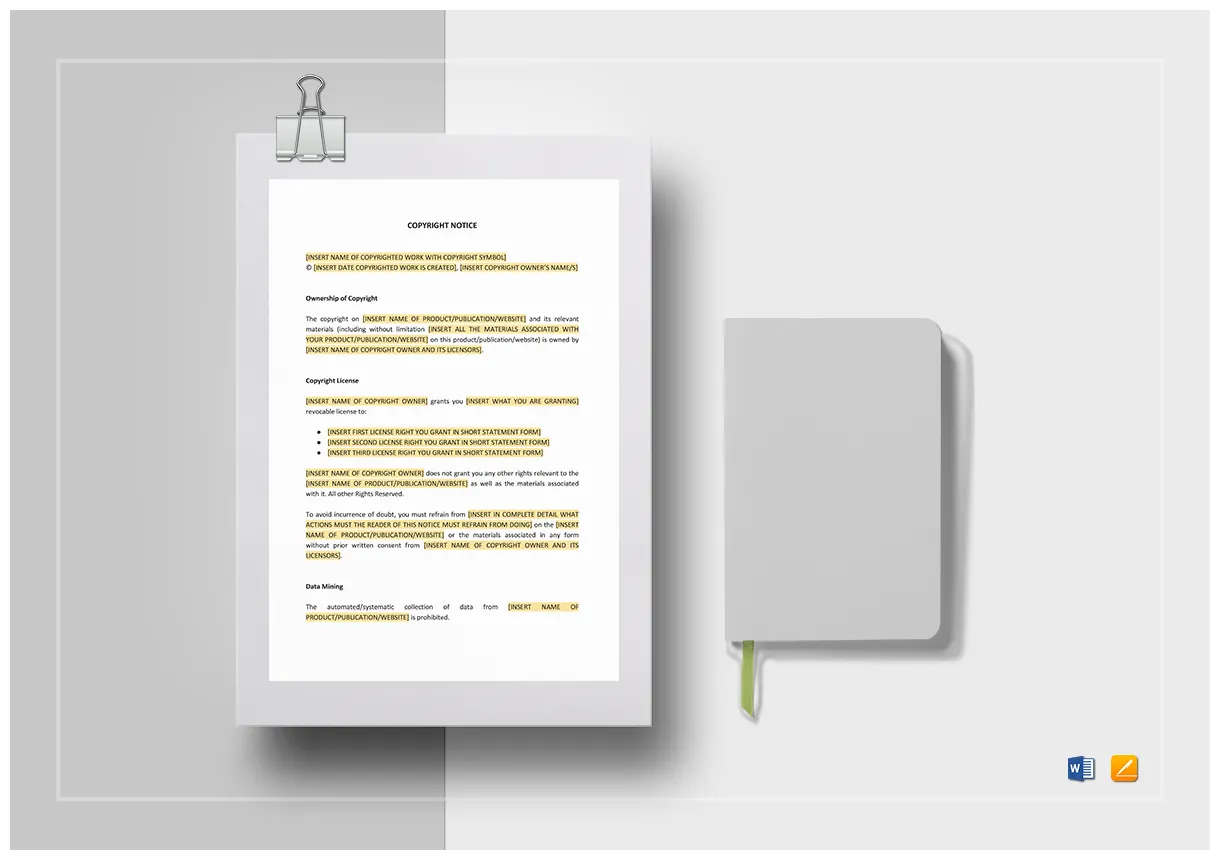 Simple template in word, google docs, apple pages