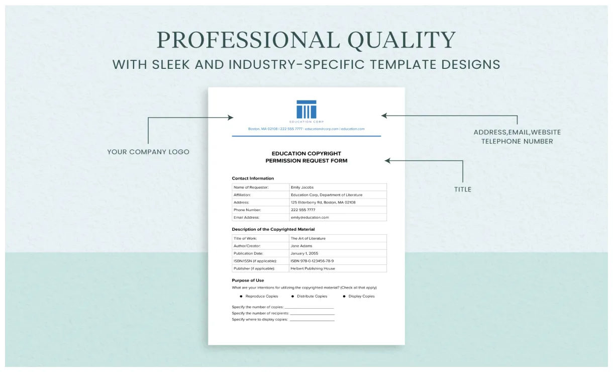 Education form template in word, pdf
