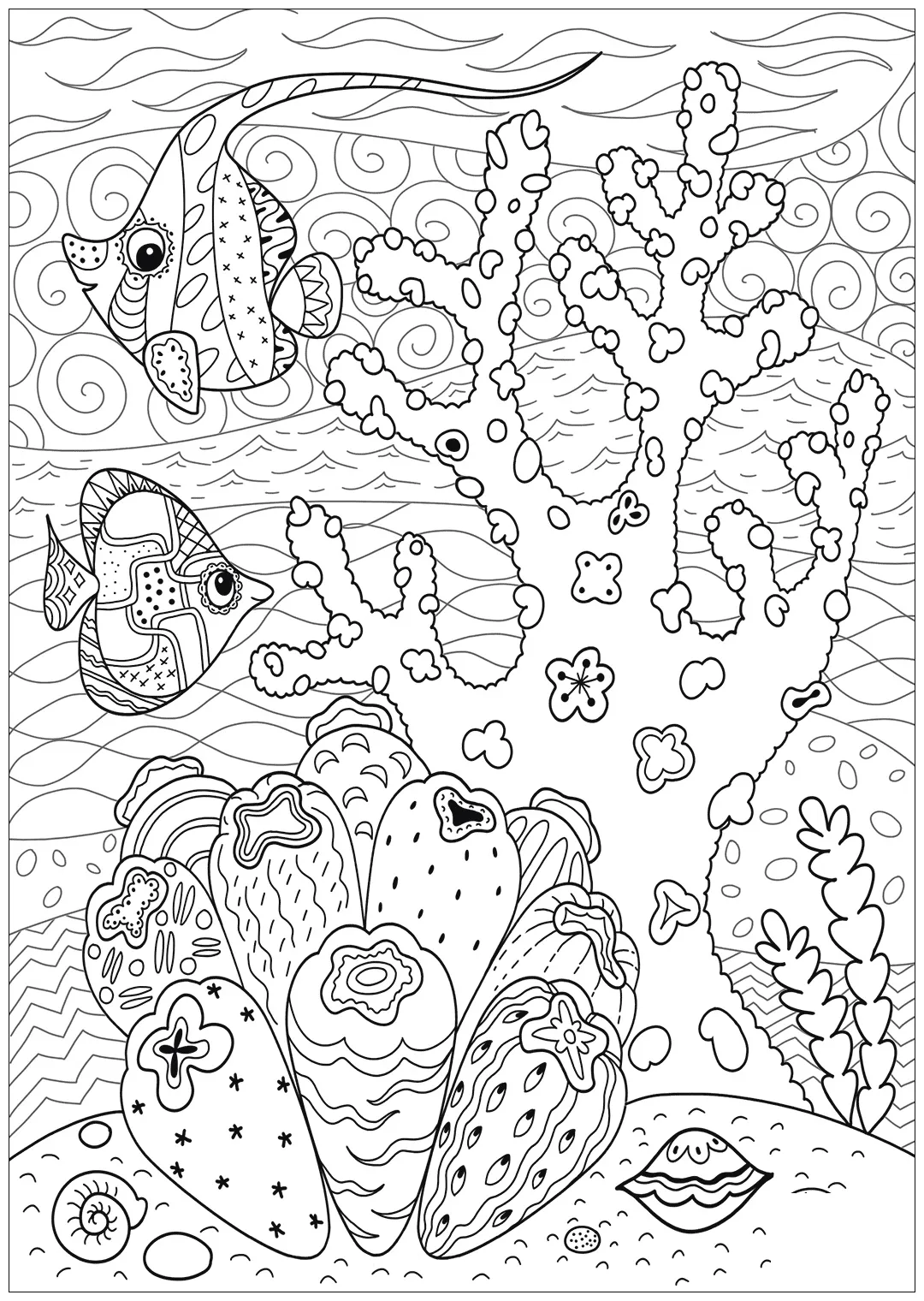 Coral reef coloring page sea ecosystem learning printable coral reef
