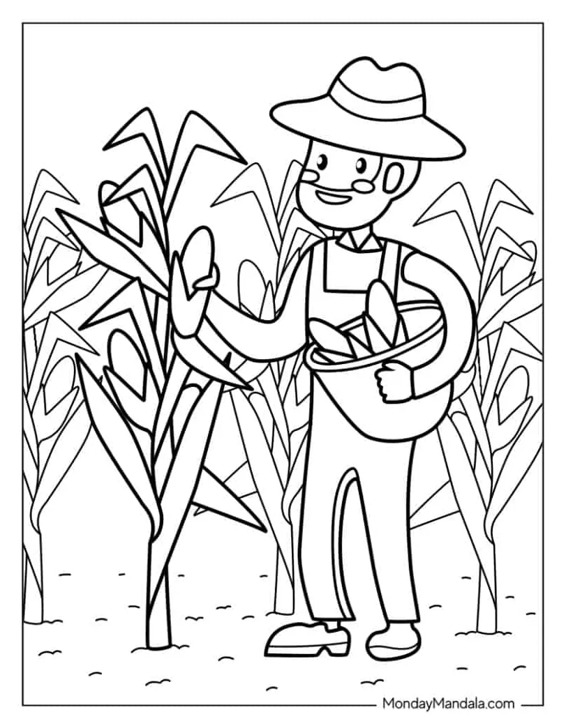 Corn field coloring page