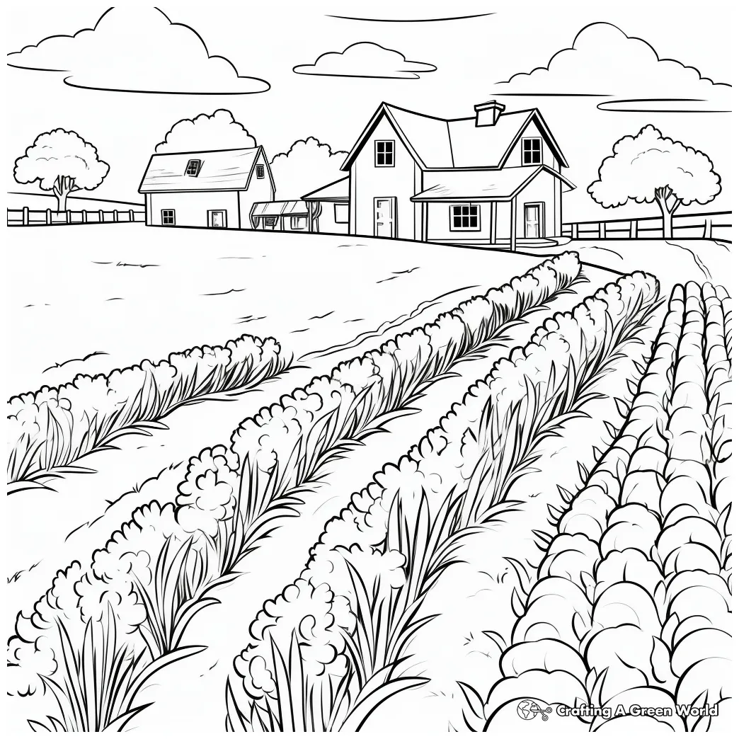 Corn field coloring page