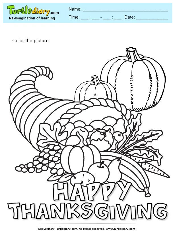 Cornucopia Coloring Sheet | Turtle Diary