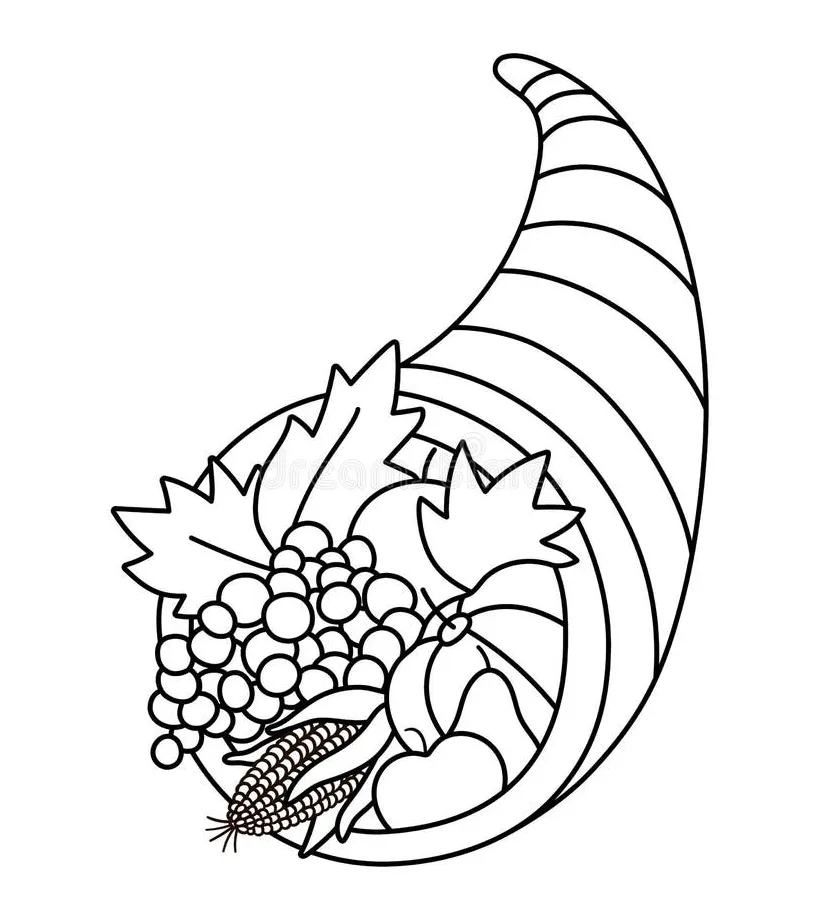 Cornucopia coloring page stock illustrations 48 cornucopia coloring