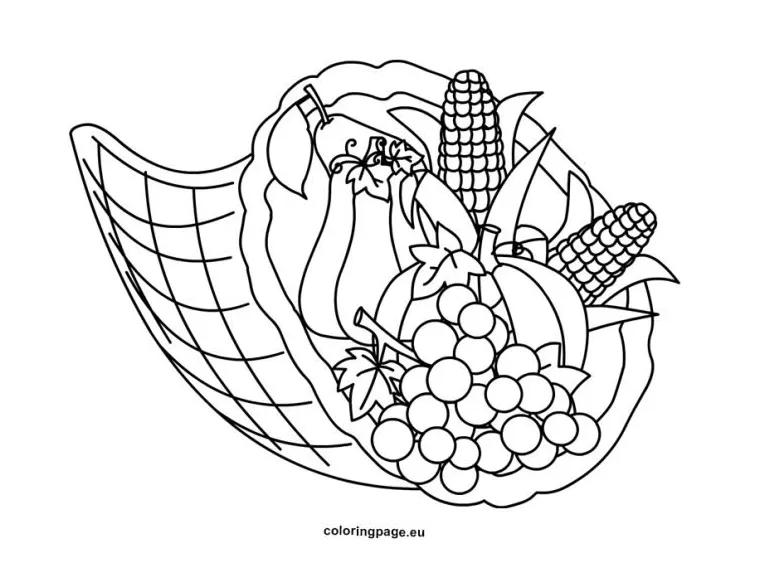 Printable cornucopia coloring page printable coloring page