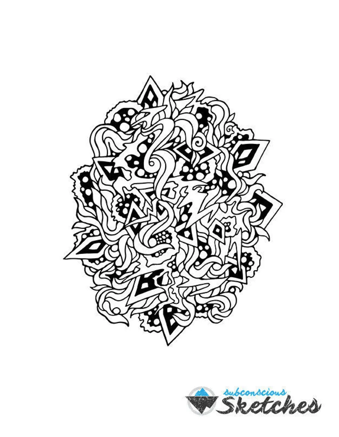 Cosmic Coloring Page Abstract Art Subconscious Doodle Adult - Etsy