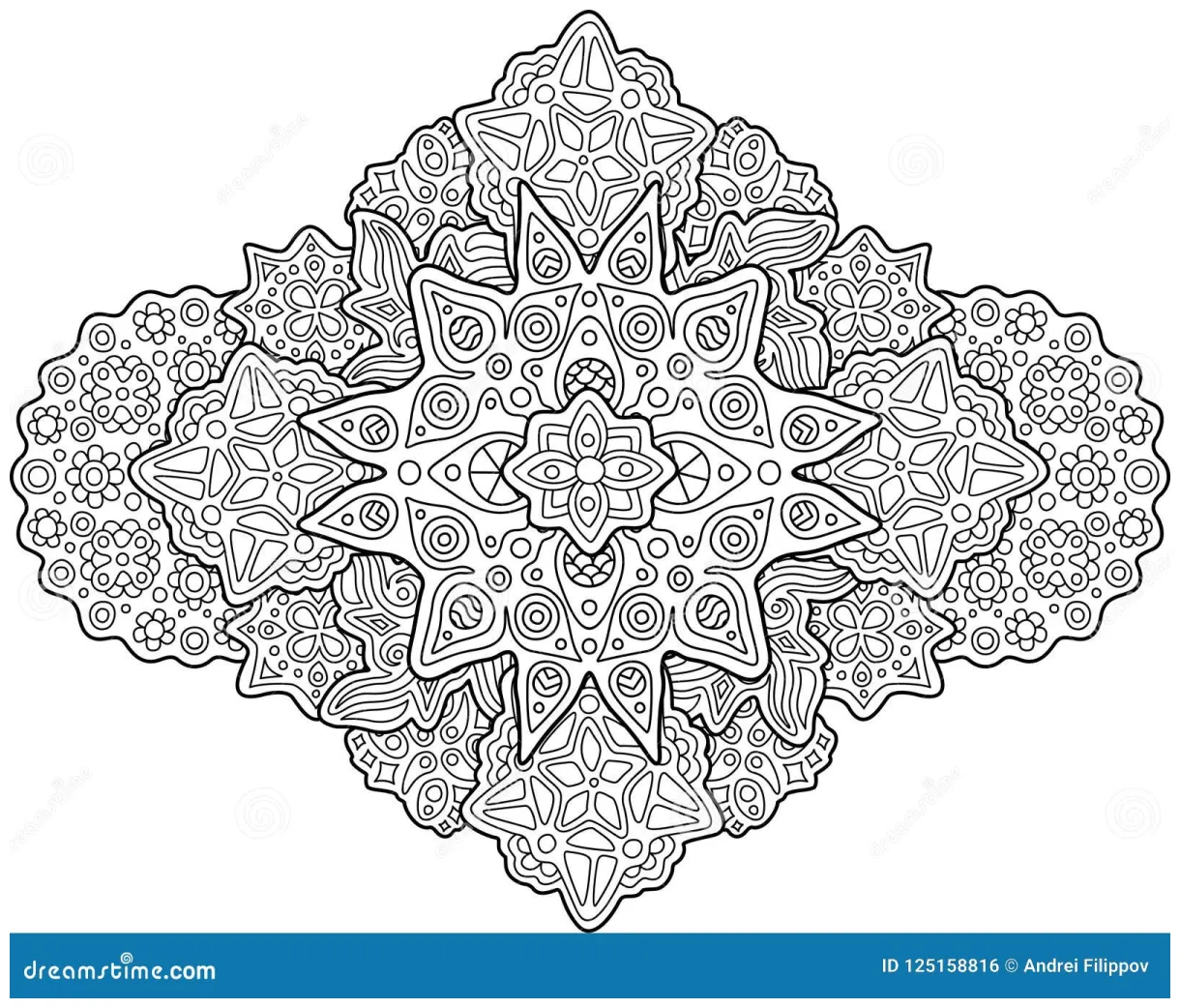 Coloring Book Page with Cosmic Pattern with Stars Stock Vector