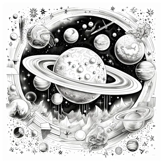 Premium AI Image | Cosmic Discovery Coloring Sheet