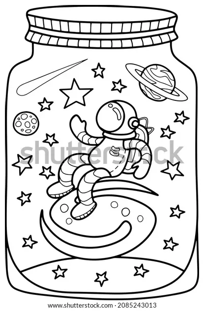 Coloring page children adults cosmic fantasy stock vector