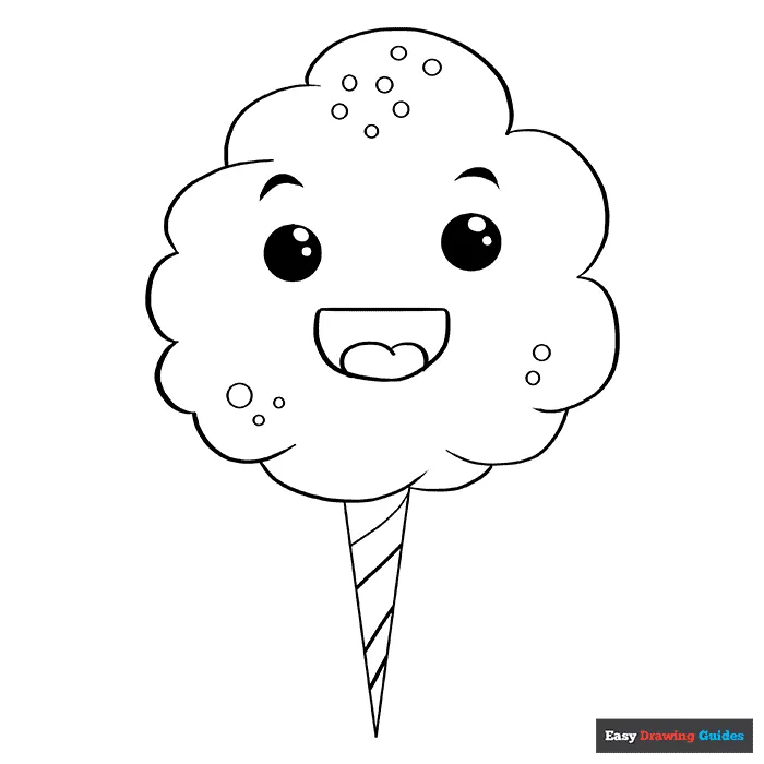 Cotton candy coloring page easy drawing guides