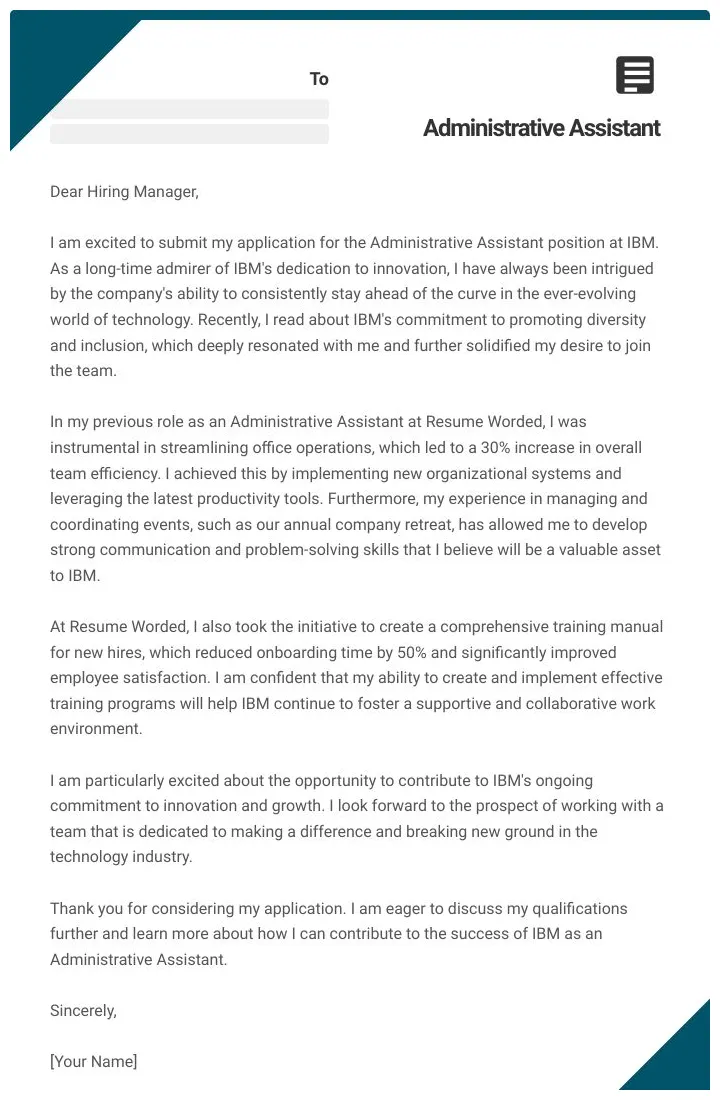 14 administrative assistant cover letter examples plus recruiter