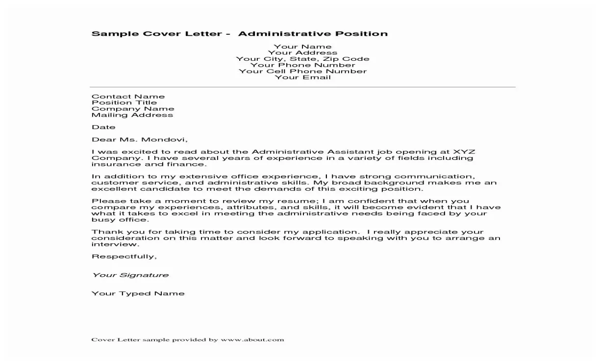 Admin assistant sample cover letter administrative assistant template