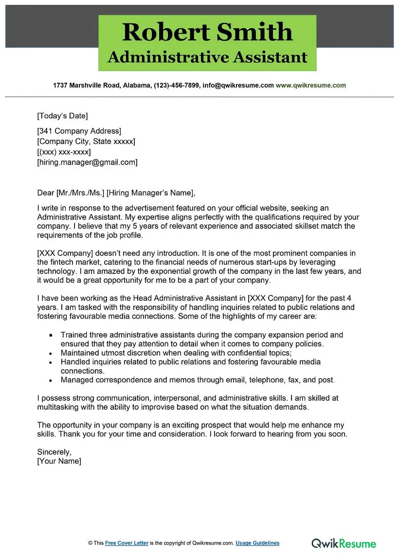 Unique tips about administrative assistant cover letter template resume