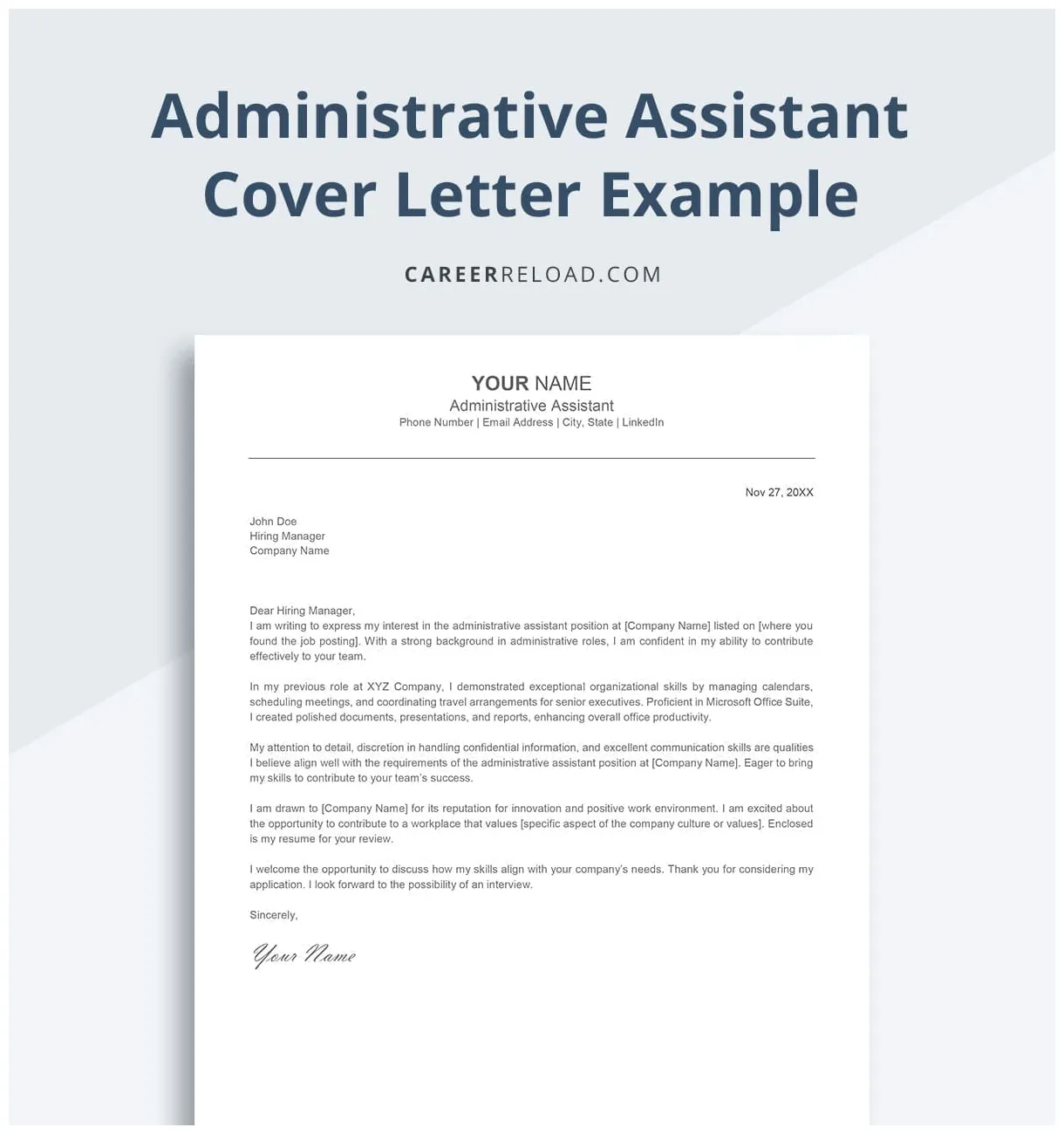 Example cover letter administrative assistant cv cover letter examples