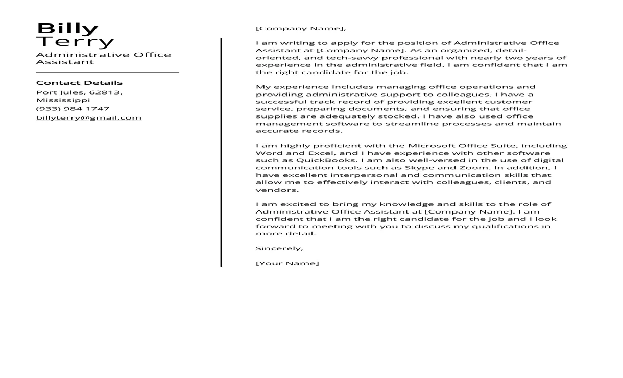 Administrative office assistant cover letter example free guide printable coloring page