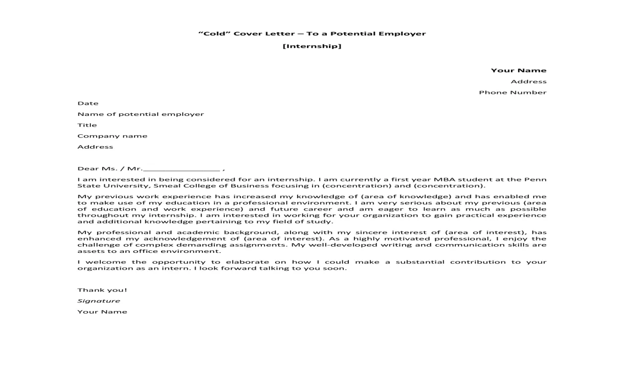 14+ internship cover letter examples