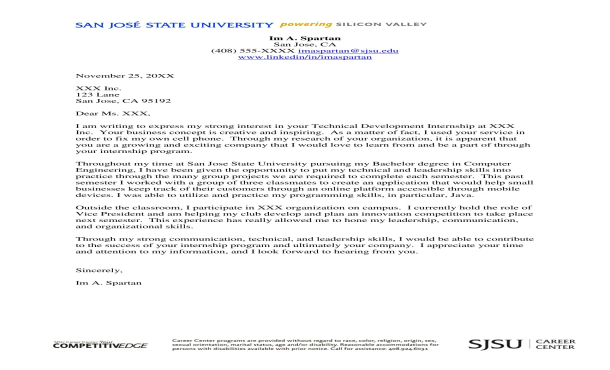 16 best cover letter samples for internship wisestep