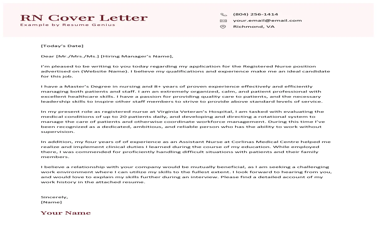 Nursing cover letter examples tips for 2025 printable coloring page