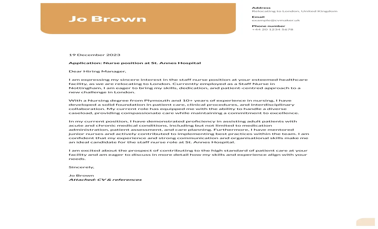 Nursing cover letter format infoupdate