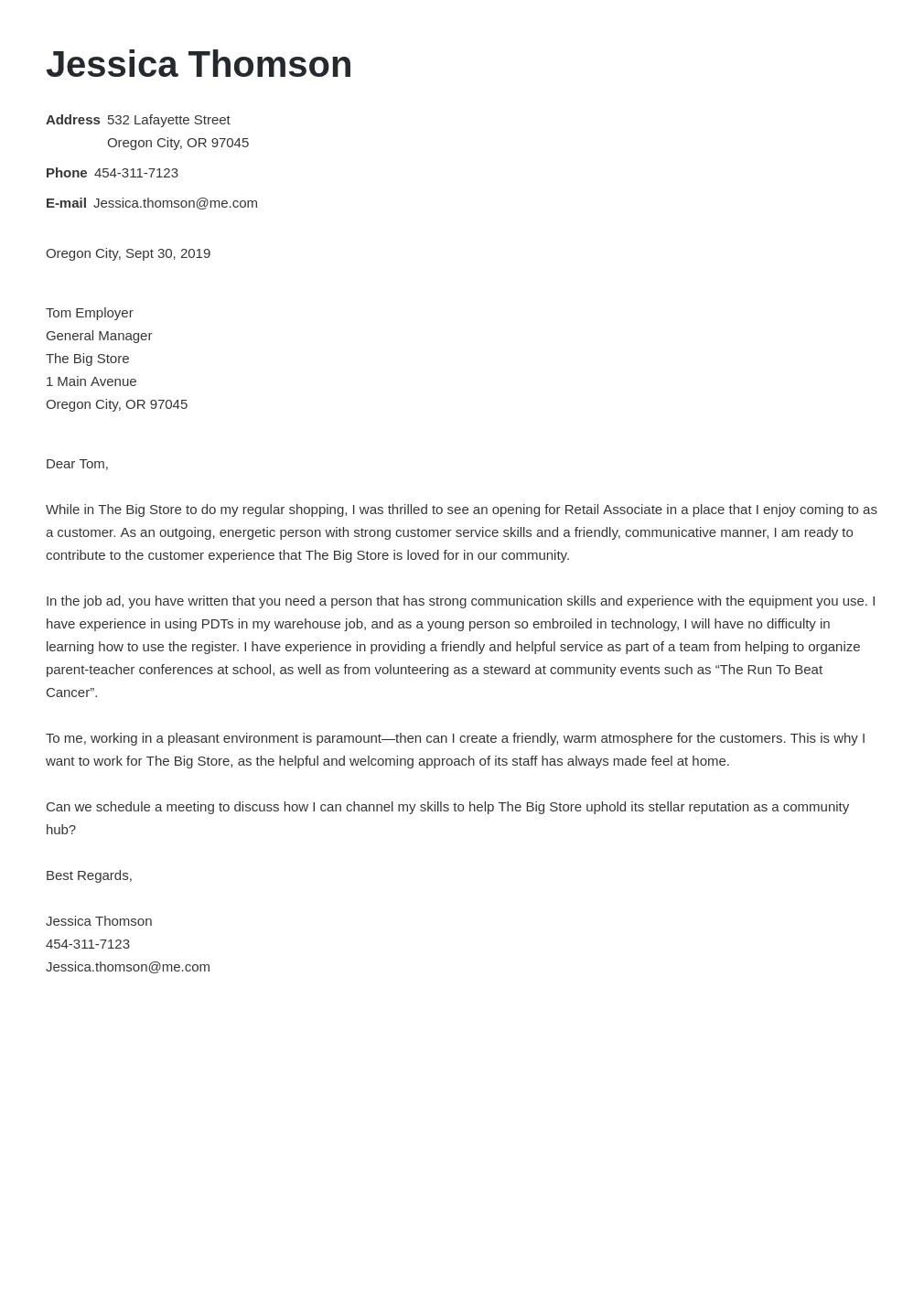 Retail Cover Letter Examples & Templates for 2025