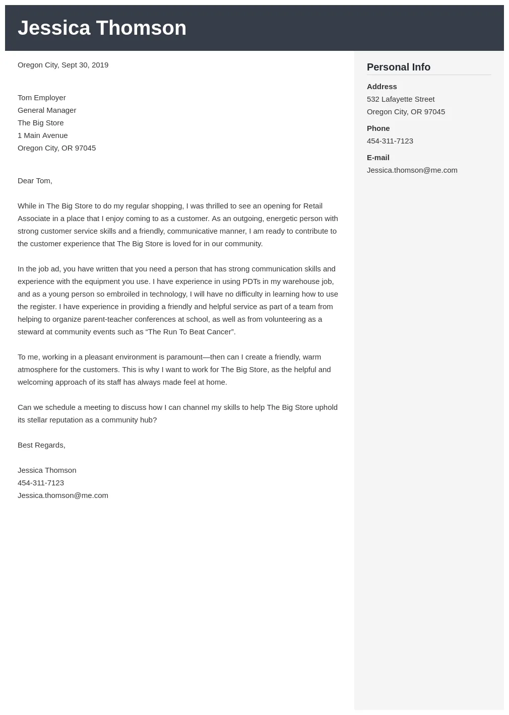 Retail Cover Letter Examples & Templates for 2025