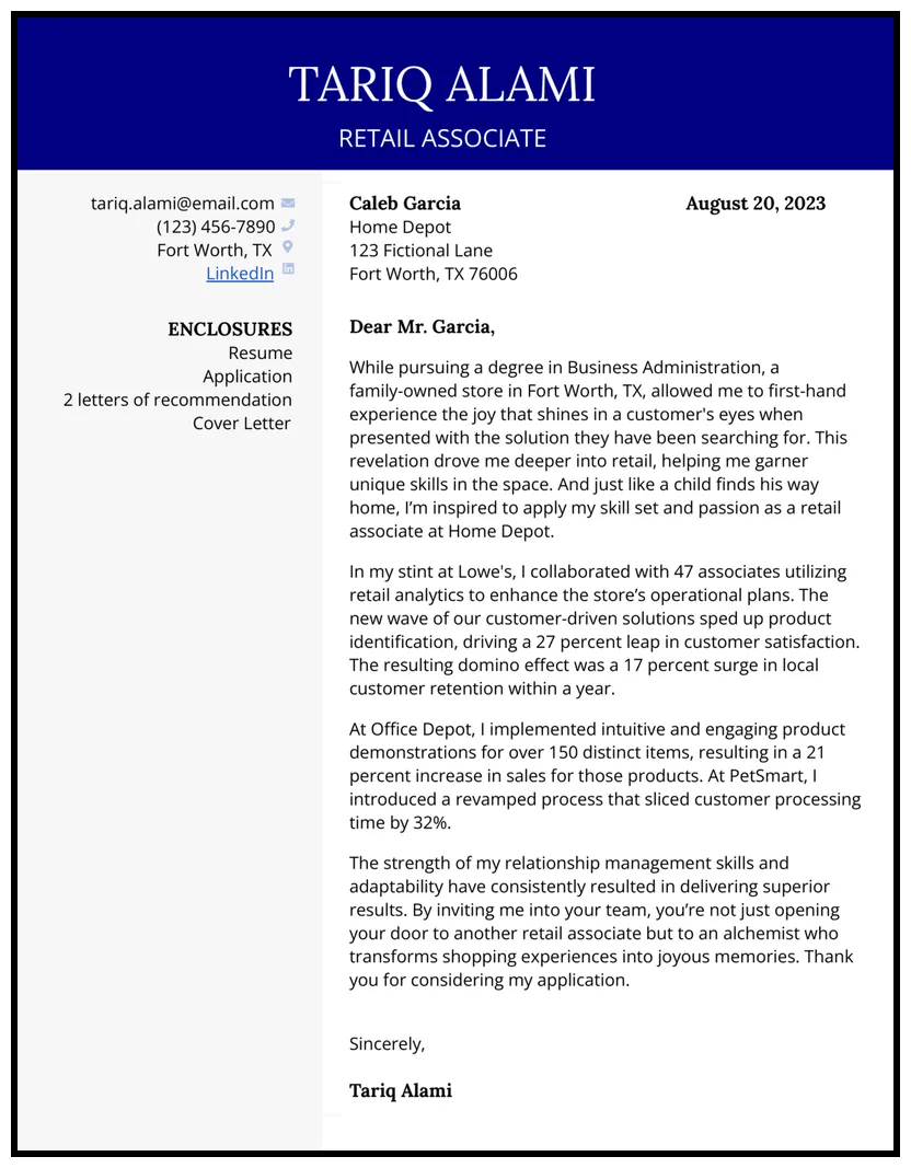 5 Retail Cover Letter Examples Designed for 2025