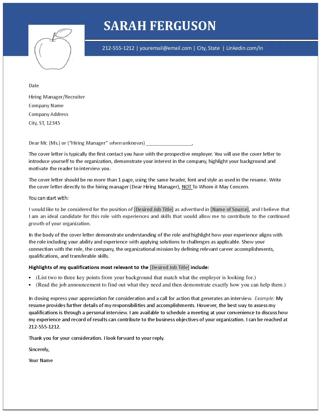 Teacher Cover Letter Template - Easy Resume Templates