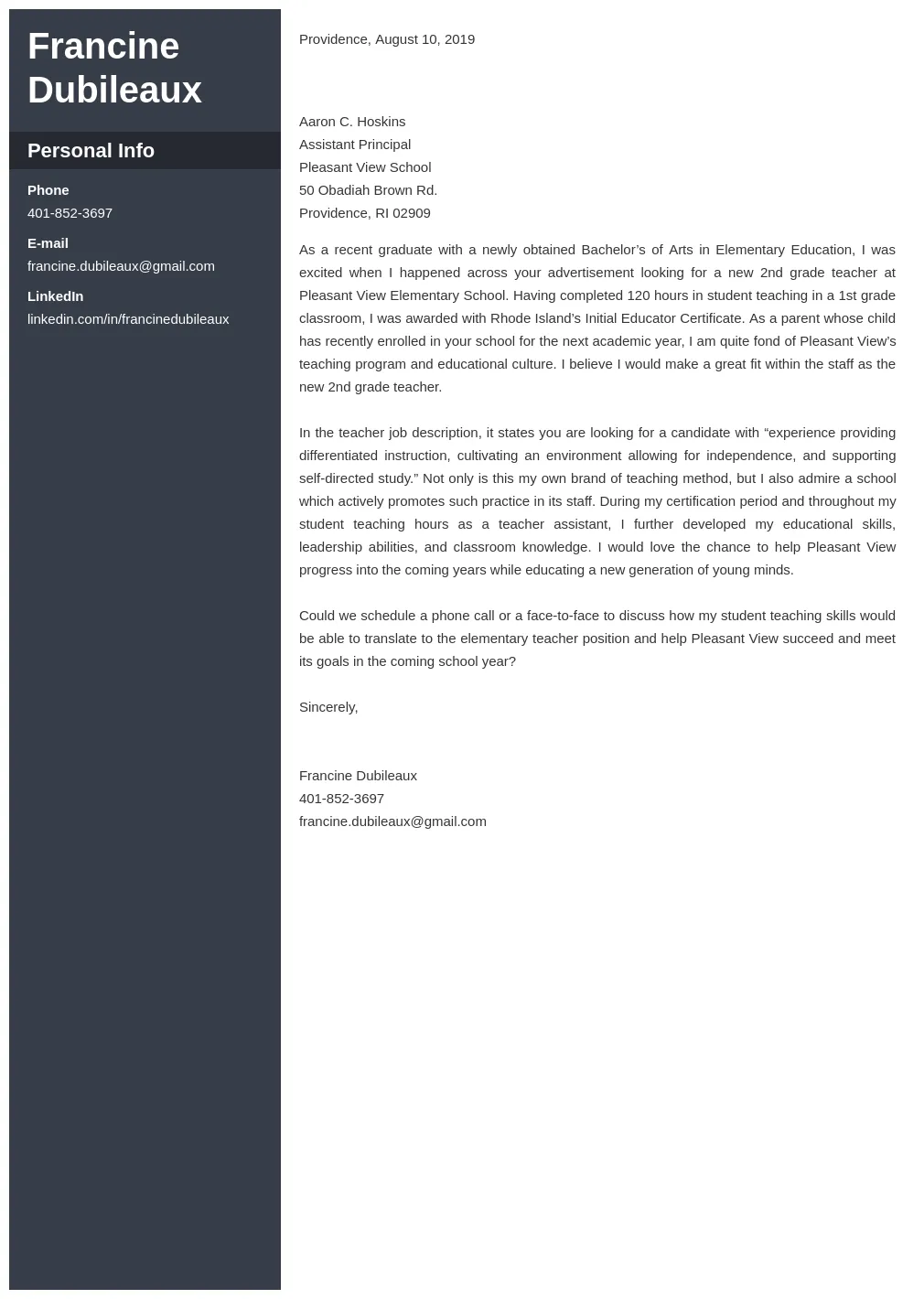 3 Teacher Cover Letter Examples & Writing Guide