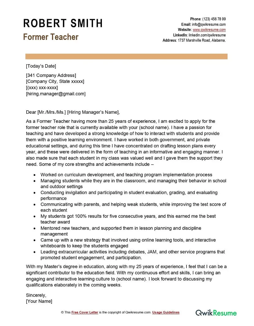 Cover Letter Ideas For Teachers - Infoupdate.org